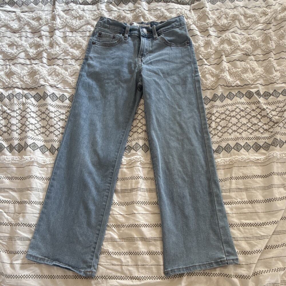 Levi's Girls Wide-Leg Jeans Size 8 Blue Medium Wash Denim Cotton Pockets